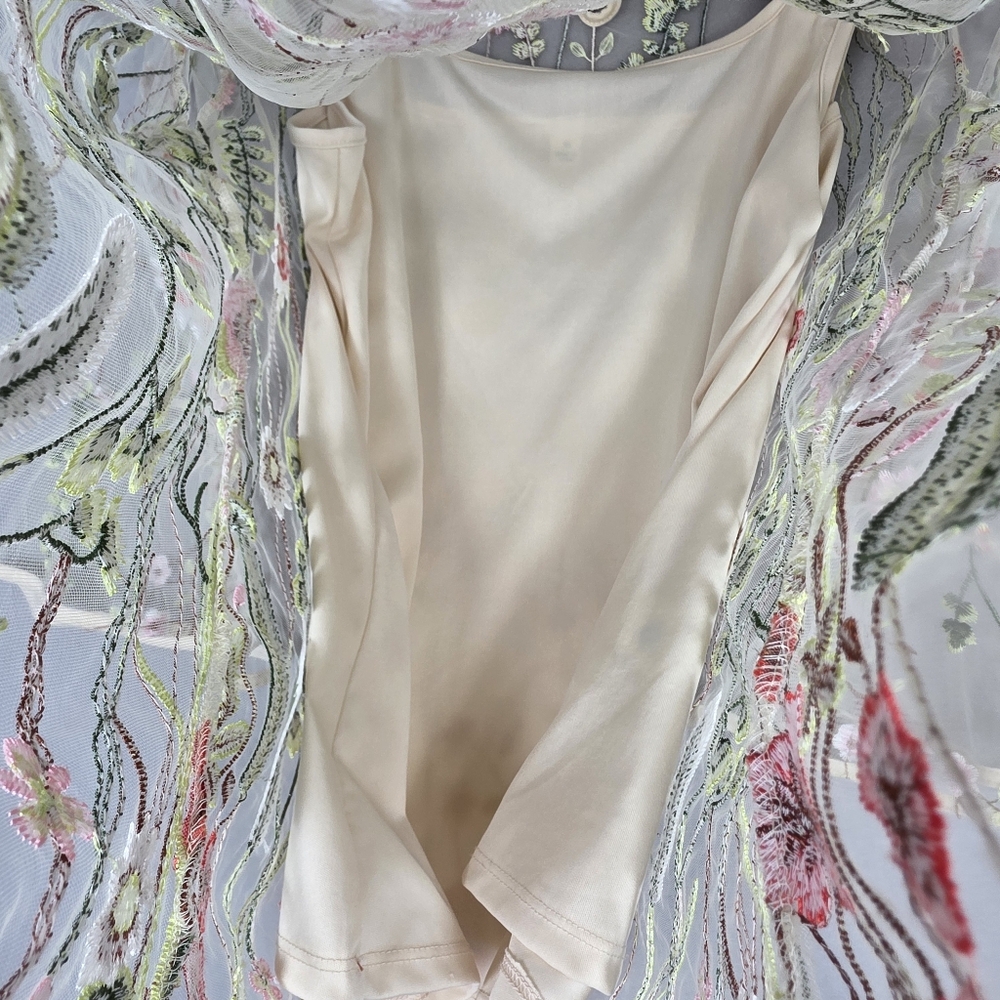 Bedford Fair‎ Embroidery Floral Lace Blouse With Tank Boho Size M - Picture 5 of 9